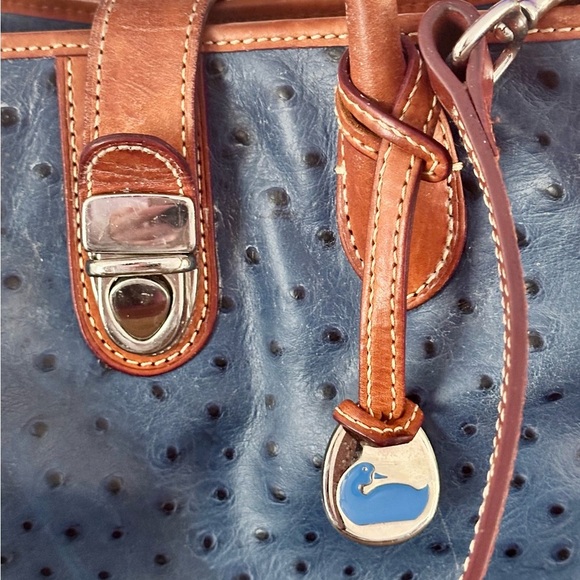Dooney & Bourke Ostrich Embossed Leather Bag With Crossbody Strap Blue - Picture 4 of 10